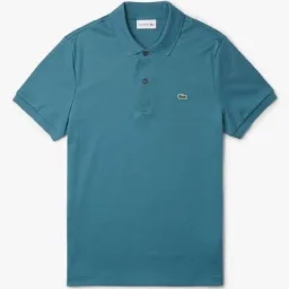 Lacoste Short Sleeve Polo Teal US 3XL EU 8~2 Button Soft Jersey Knit Croc Logo - Picture 1 of 7